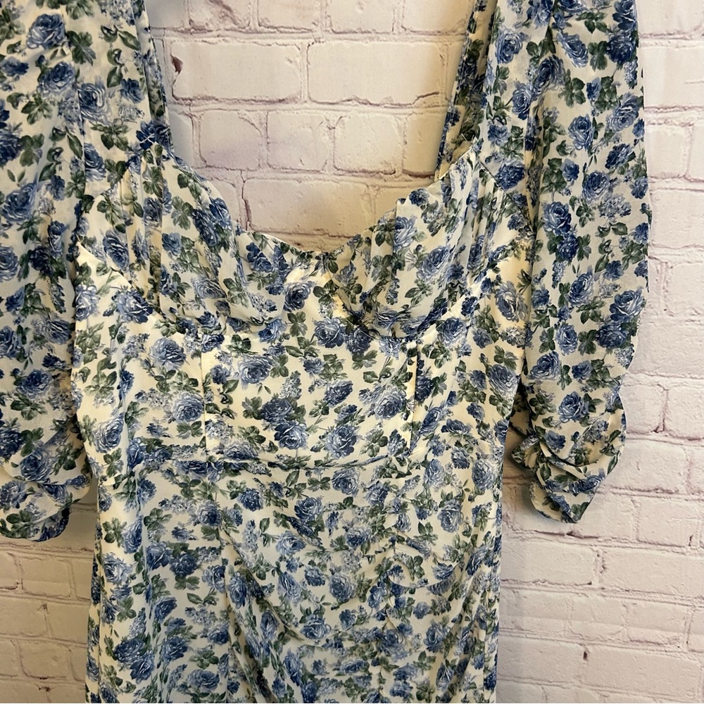 VICI Cotton Candy LA New blue floral cottagecore dress Medium square neck girly - Picture 5 of 12